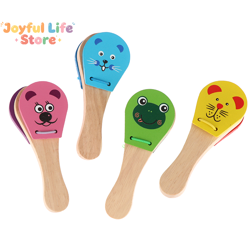 Musical Instrument For Babies - Kastanet Kayu Kartun Anak-anak Lonceng Kerincing