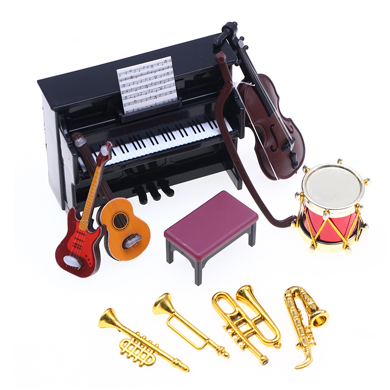 Musical Instrument Like Guitar - Set Alat Musik Miniatur Skala 1:12