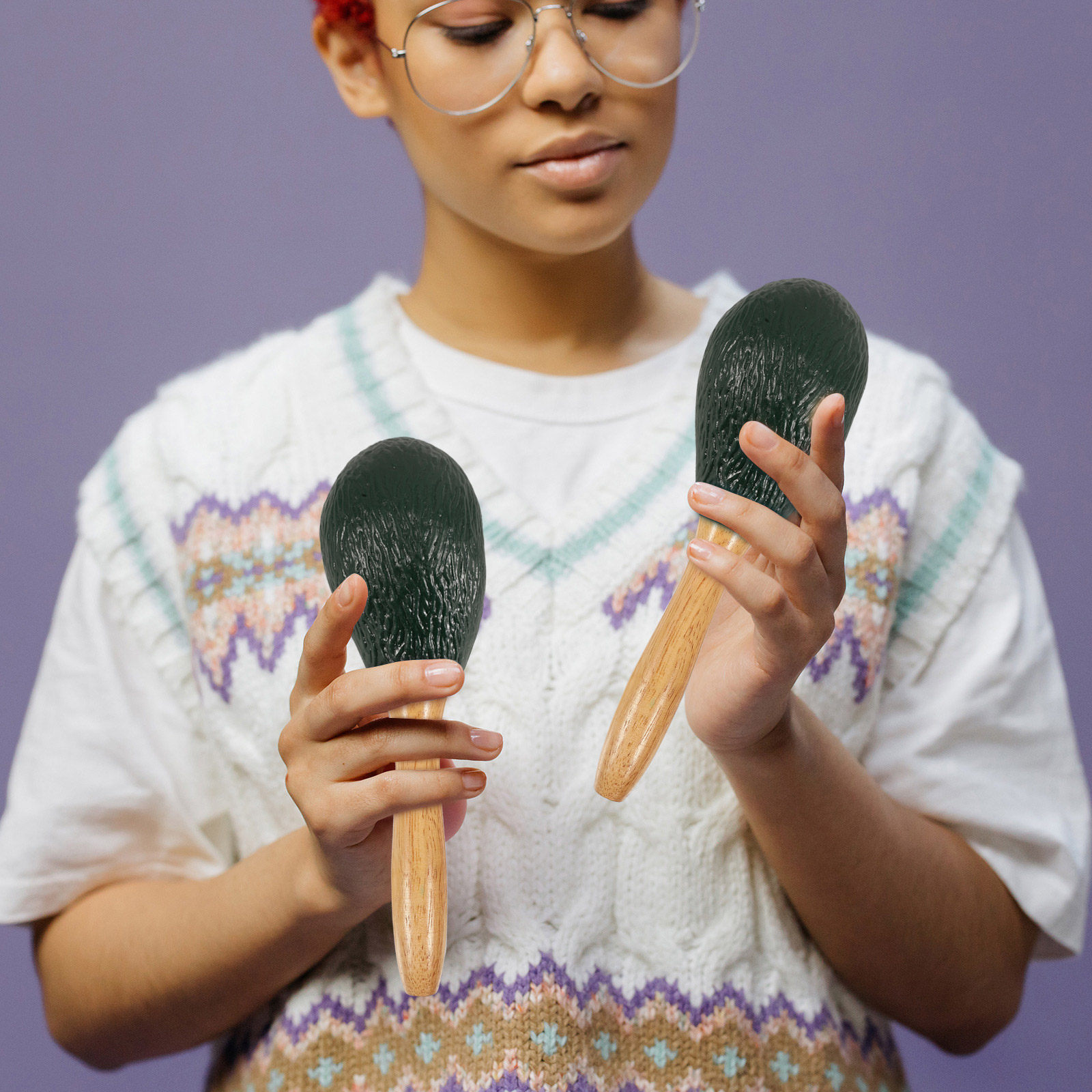 Maracas Bentuk Buah Alpukat un - Musical Instrument For Babies ulasan dan harga