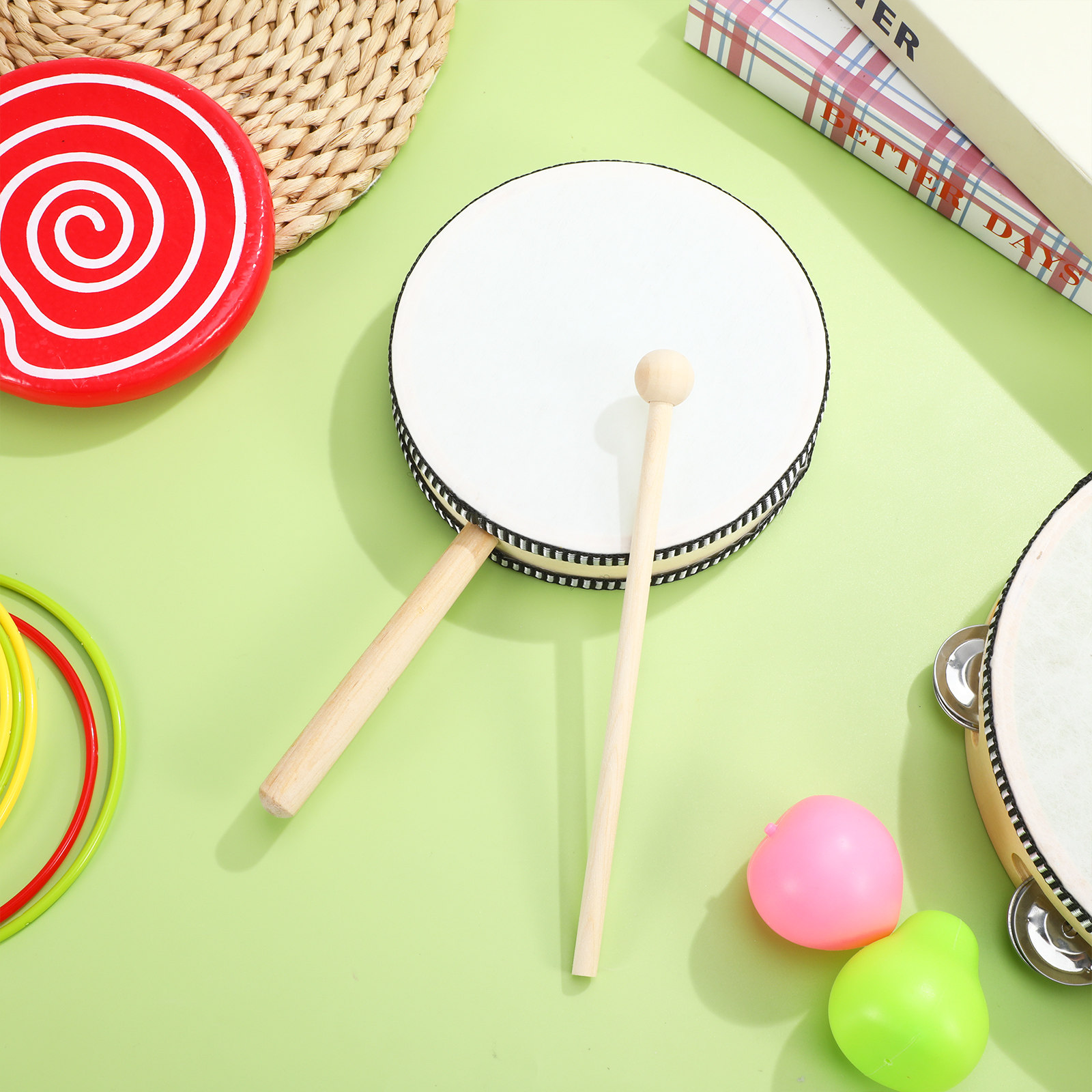 1Set Drum Tangan Kayu, Instrum - Musical Instrument With Hand ulasan dan harga